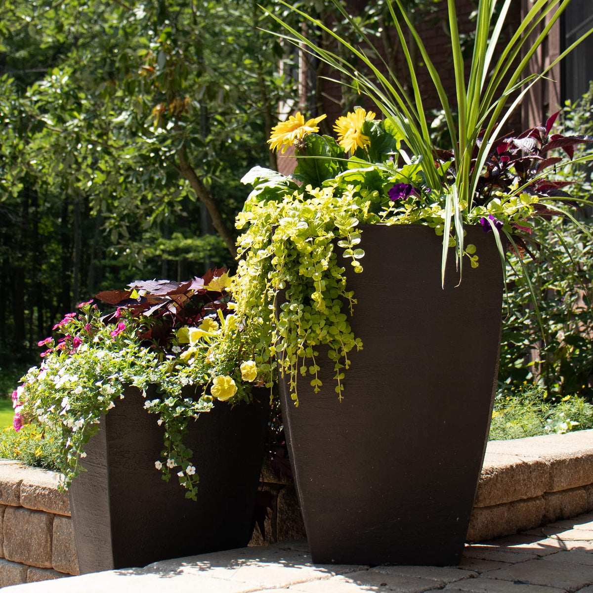 MSQT19ES espresso planter with Made in USA stamp, durable for lasting garden accents.