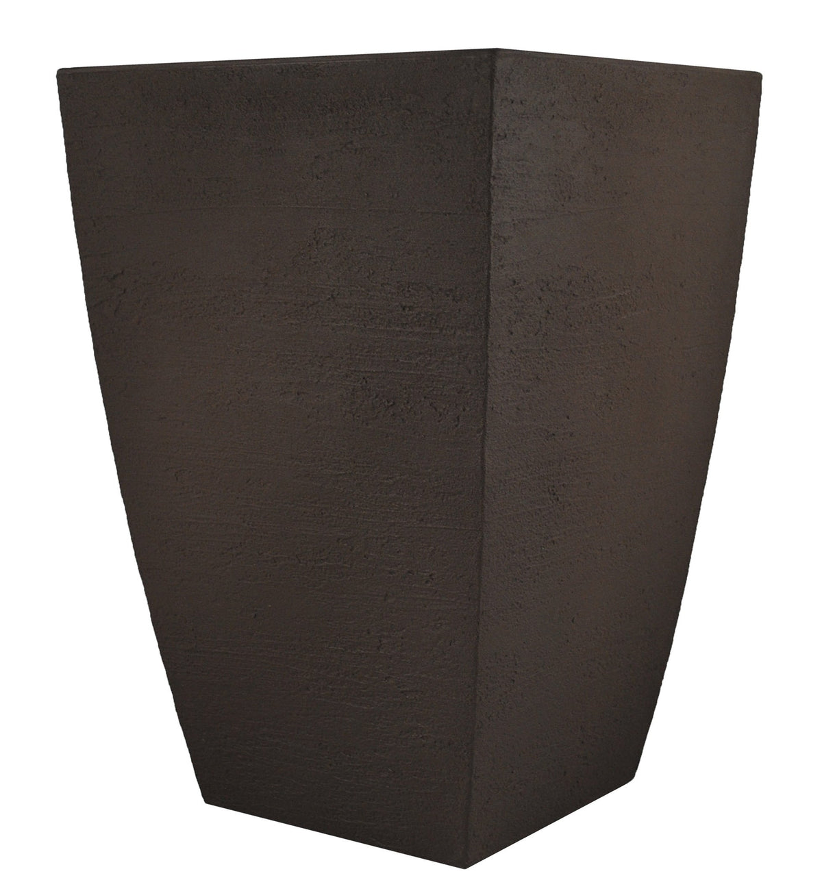 Tusco MSQT19ES espresso planter front view, modern square design for patios and indoors.