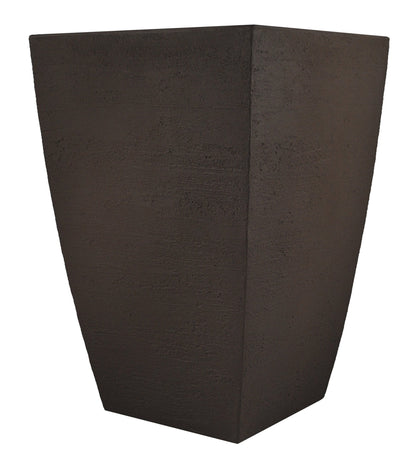 Tusco MSQT19ES espresso planter front view, modern square design for patios and indoors.