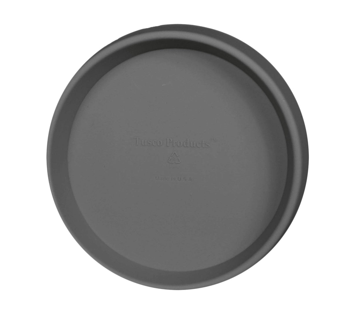 Tusco Products round saucer planter tray in slate, ideal for weather-ready indoor or outdoor planting