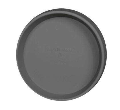 Tusco Products round saucer planter tray in slate, ideal for weather-ready indoor or outdoor planting