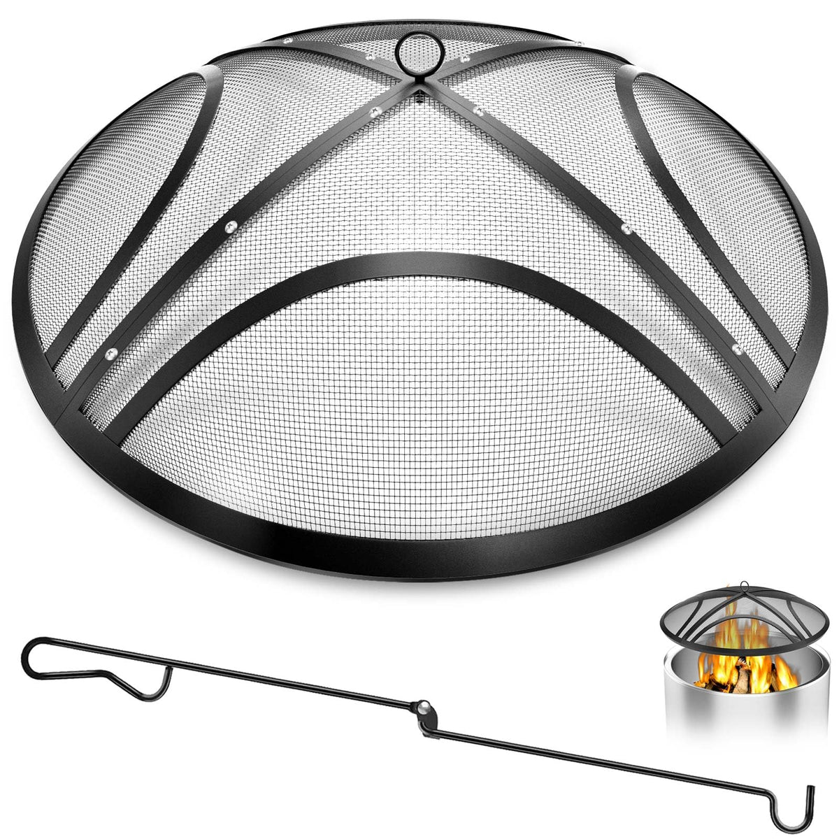 TUSGENK 40-inch fire pit spark screen for safer outdoor flames