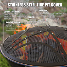 TUSGENK tight-mesh screen blocks embers while enjoying warm flames outdoors.