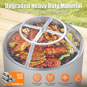 TUSGENK spark screen with grill function for light cooking by the fire