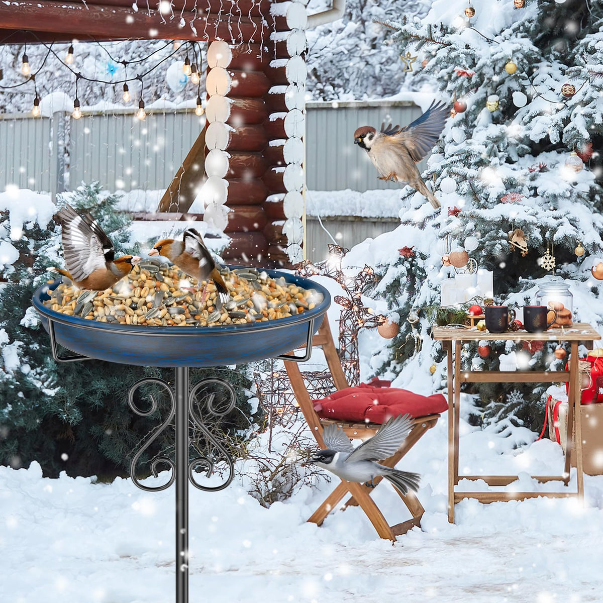 TUSPEU freestanding design enhances garden decor while inviting birds.