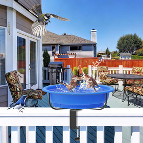 Weather-resistant plastic basin for year-round outdoor use.
