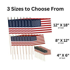 TUTARE 50 handheld 4x6 US flag on a stick for easy parade use