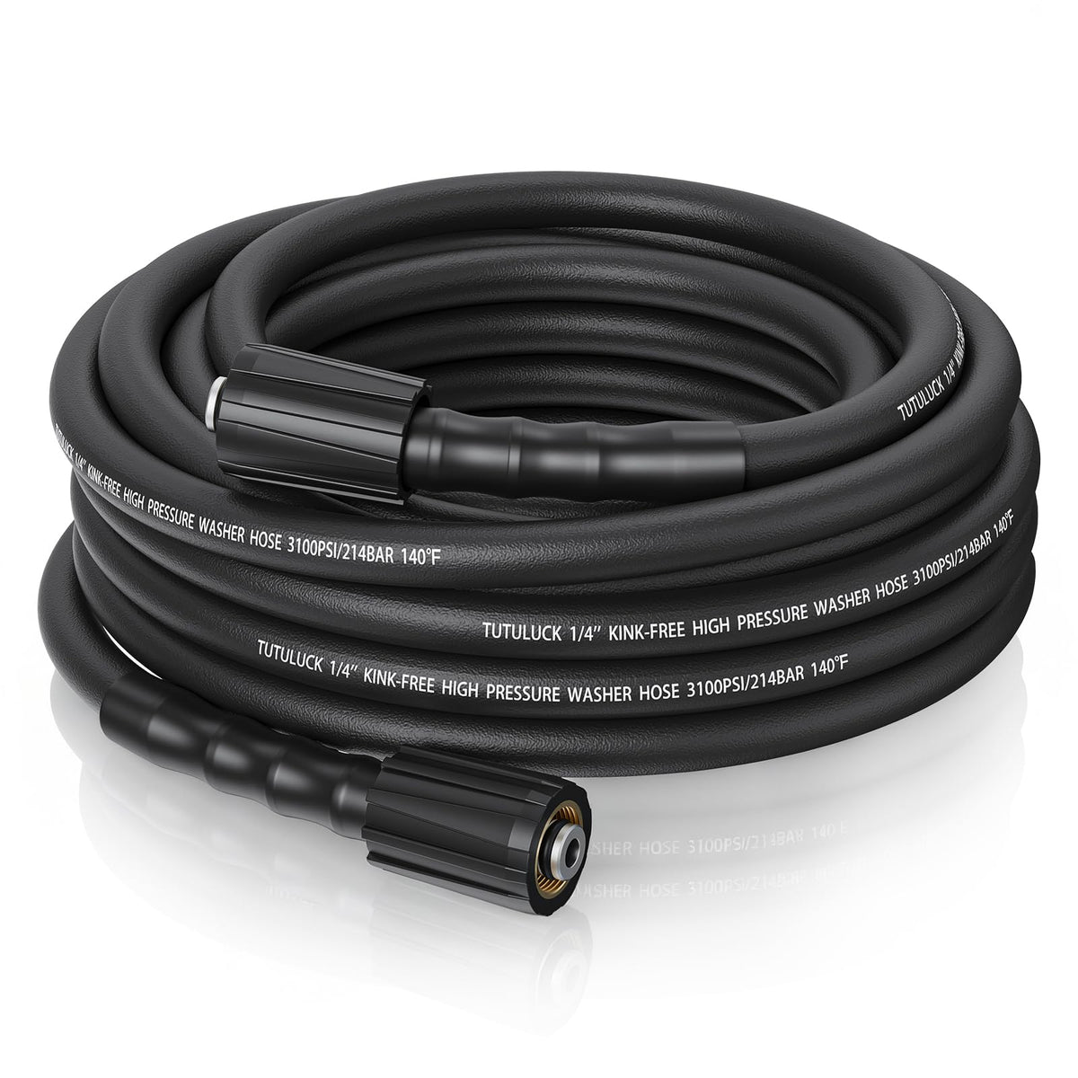 TUTULUCK 25ft black hose designed for high pressure use and kink resistance.