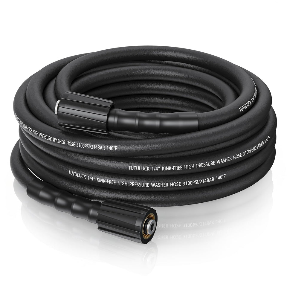 TUTULUCK 25ft black hose designed for high pressure use and kink resistance.