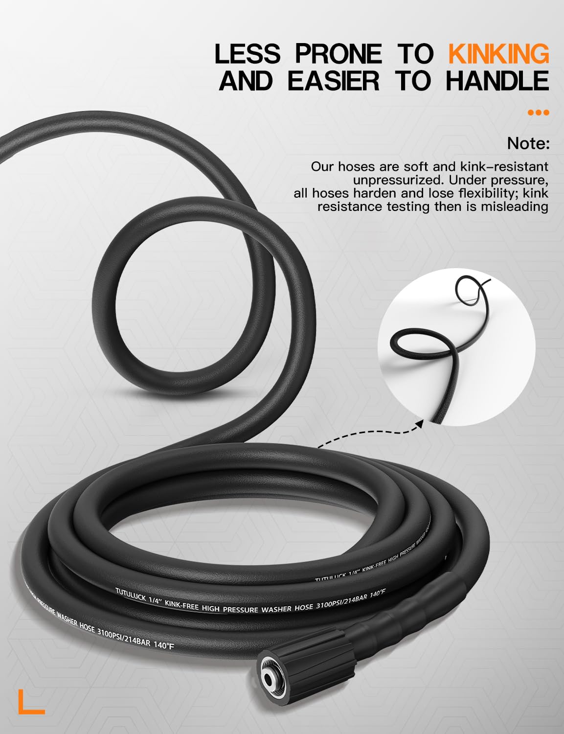 TUTULUCK high-pressure hose withstands demanding cleaning tasks with durable construction.