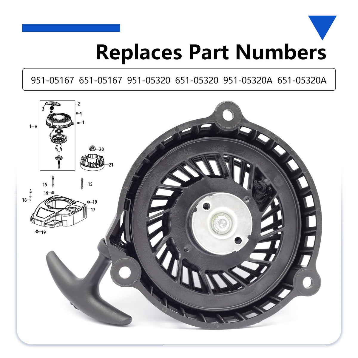 TUTUSIA recoil starter assembly 951-05320 compatibility for broad fit.