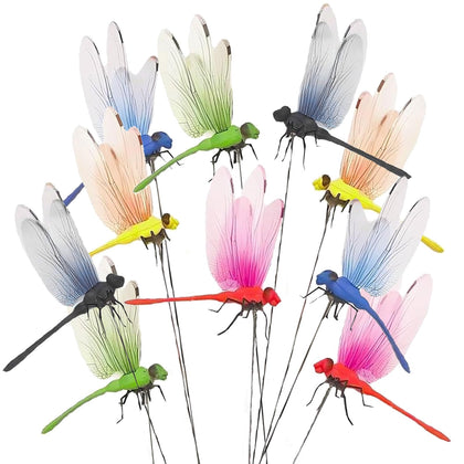 Tuxiaobu fake dragonfly garden decor 3D stake with vivid swaying wings for outdoors.
