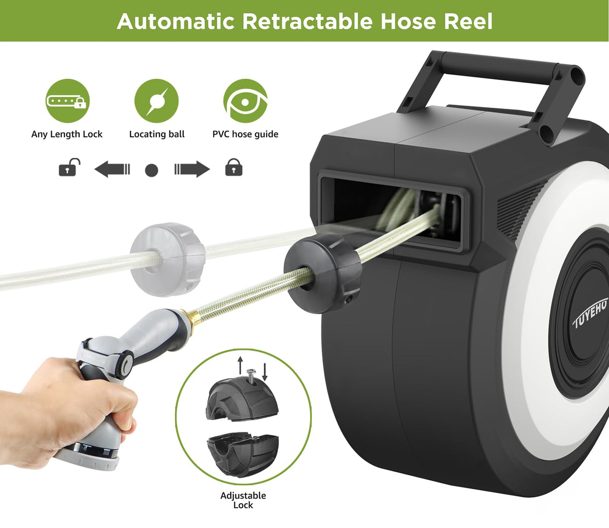 Tuyeho 180-degree swivel bracket for full garden reach