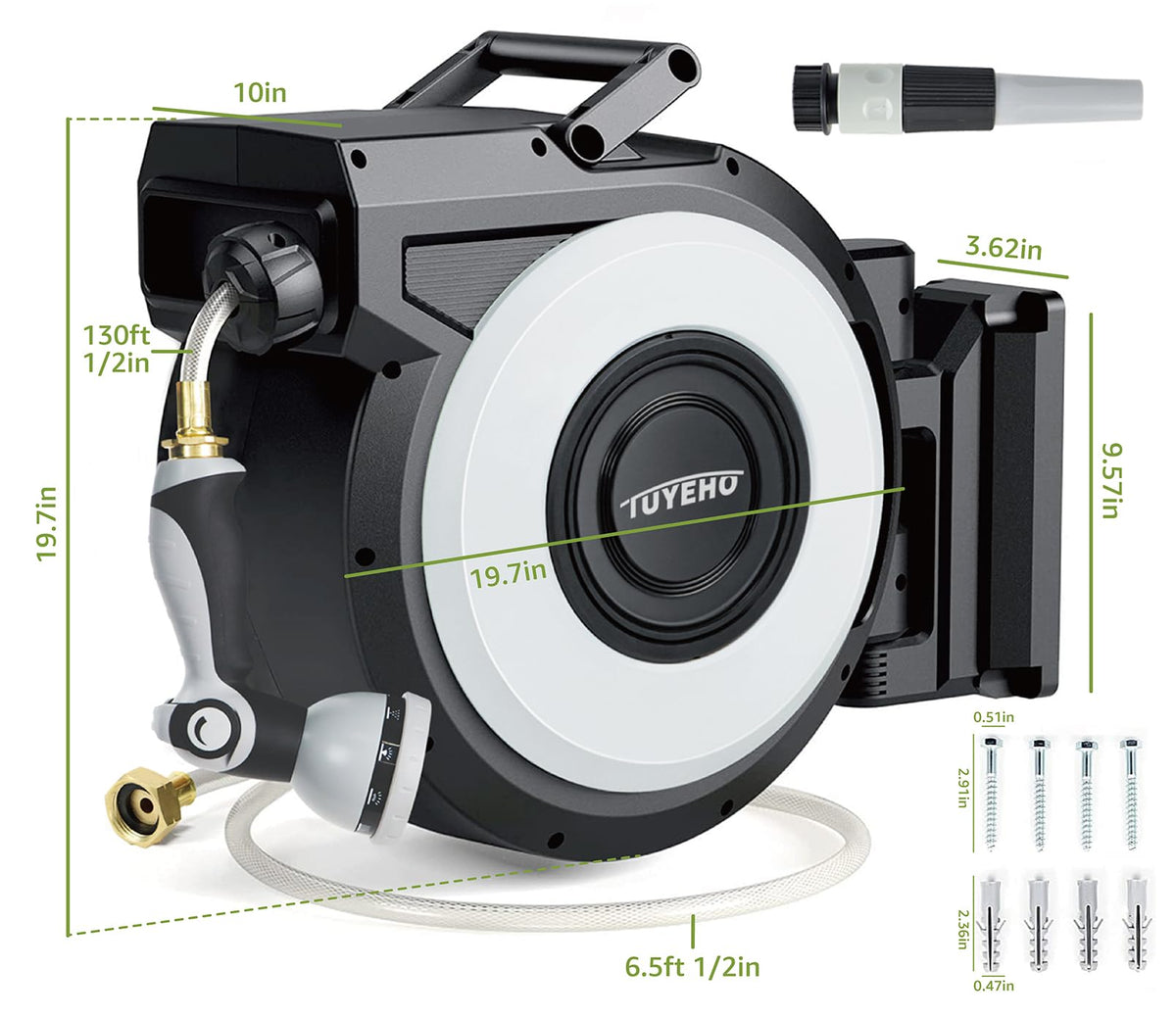 Tuyeho heavy-duty 1/2-inch hose with brass fittings