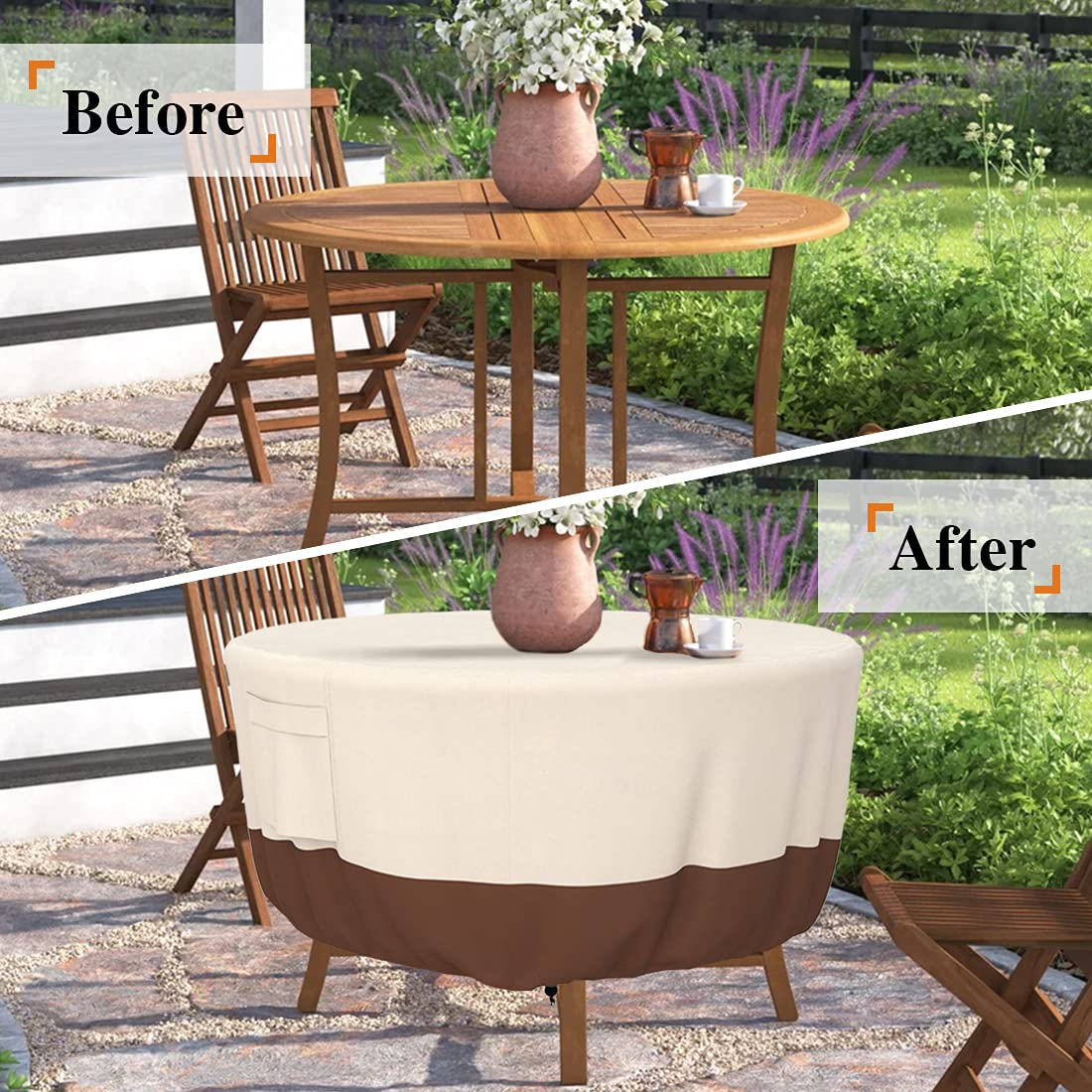 Tuyeho heavy-duty 900D fabric resists wear for all-season patio protection.