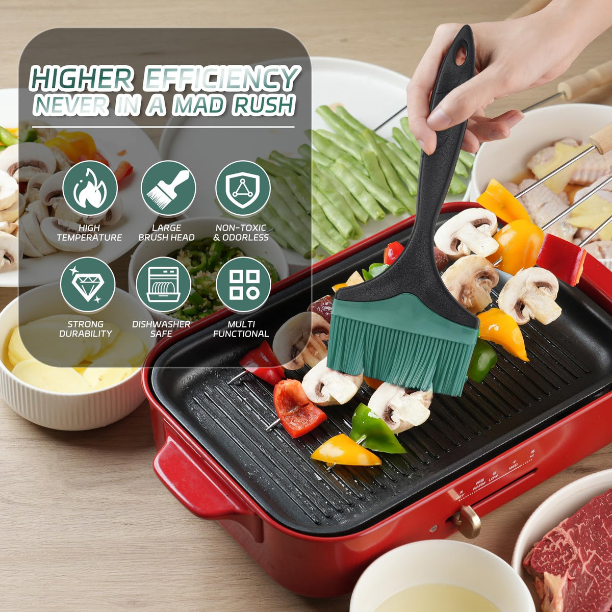 Tuyotue heat-resistant silicone brush withstands high cooking temperatures.