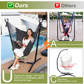 TVT hammock 119-degree design delivers roomy, comfortable seating