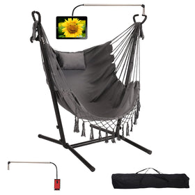 TVT hammock with stand shows easy assembly for outdoors