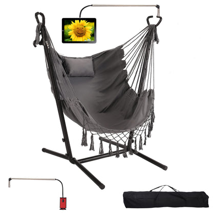 TVT hammock with stand shows easy assembly for outdoors