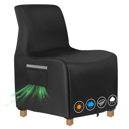 TWAKAP outdoor recliner cover on chair demonstrating full protection from rain and sun