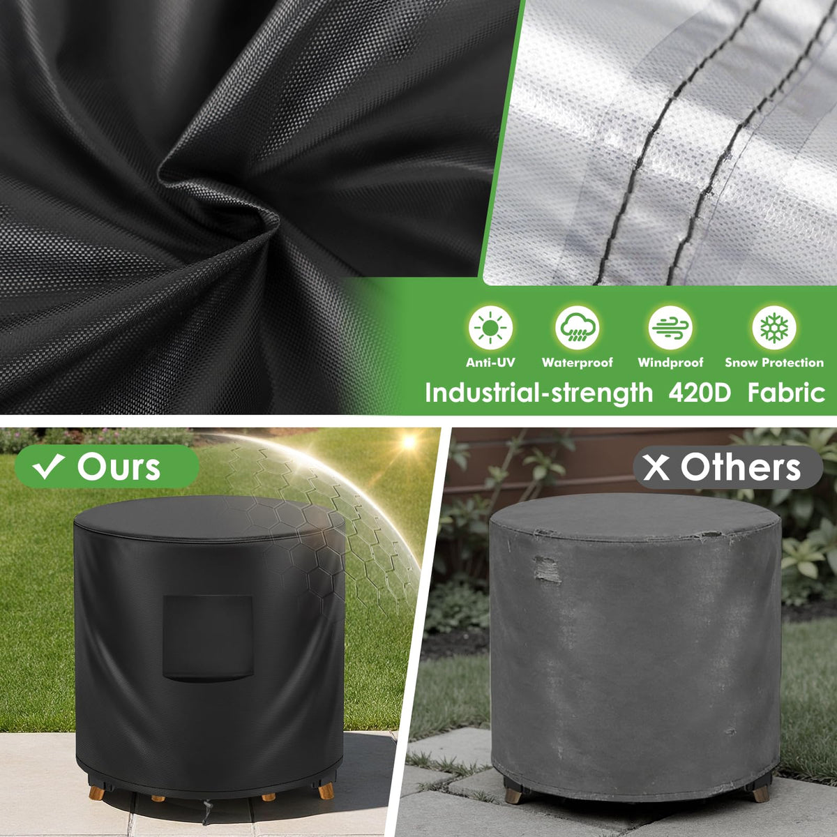 TWAKAP windproof design keeping the cover secure during windy days.
