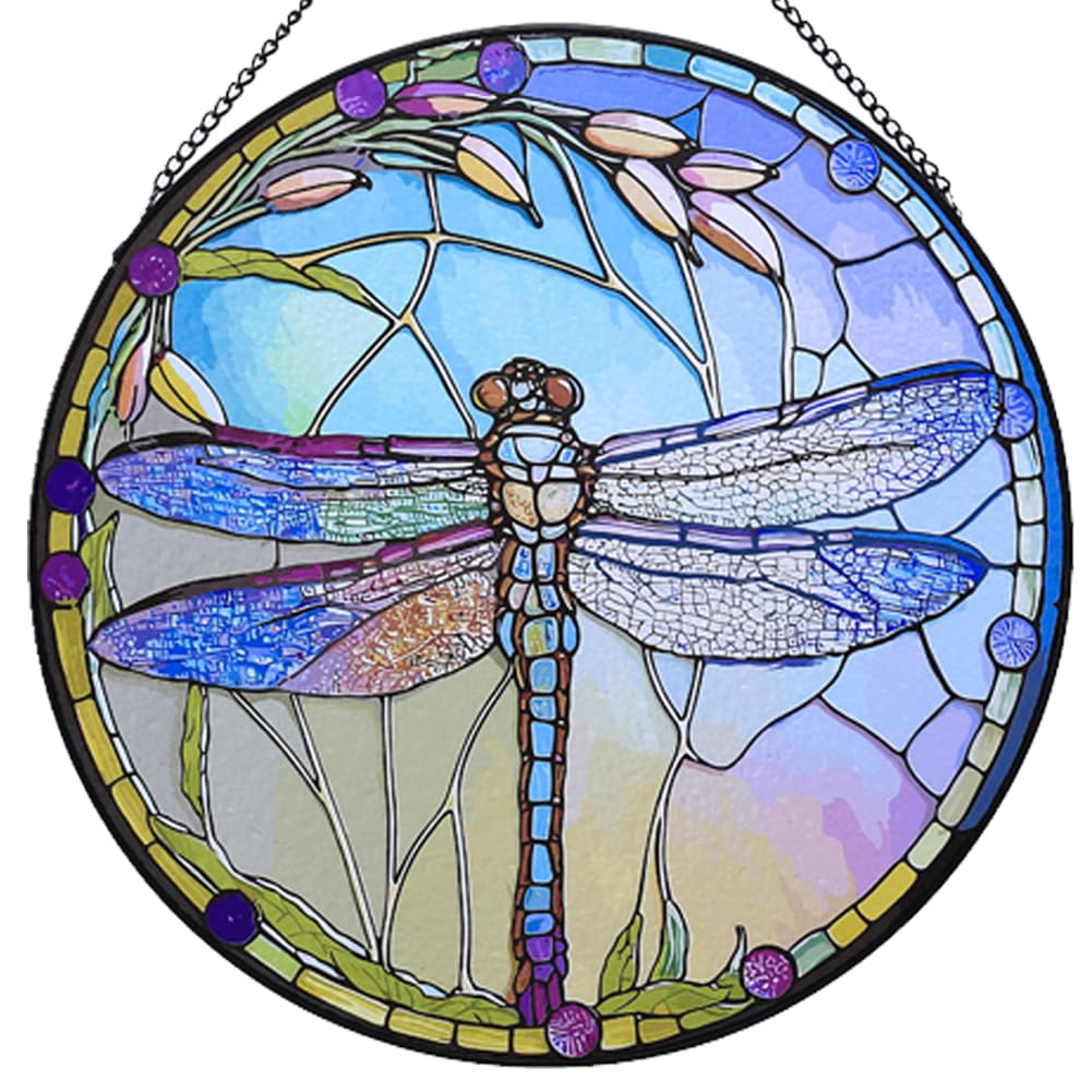 TwaliRay 12-inch dragonfly suncatcher glows in sunlight for colorful windows