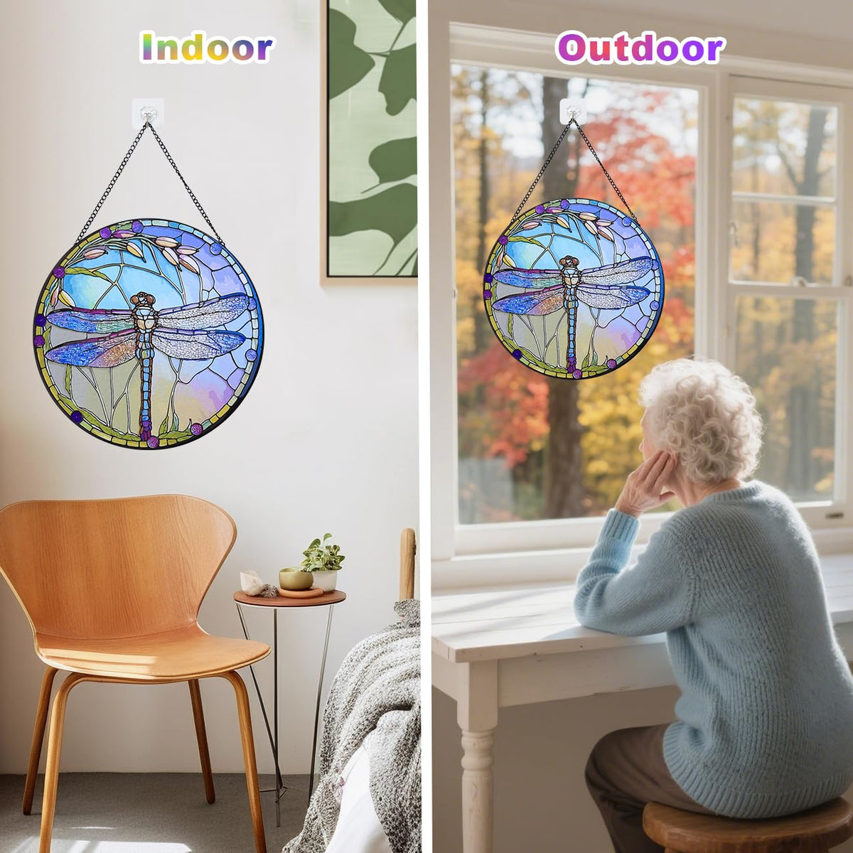 TwaliRay dragonfly glass art for windows enhances bedrooms and living areas