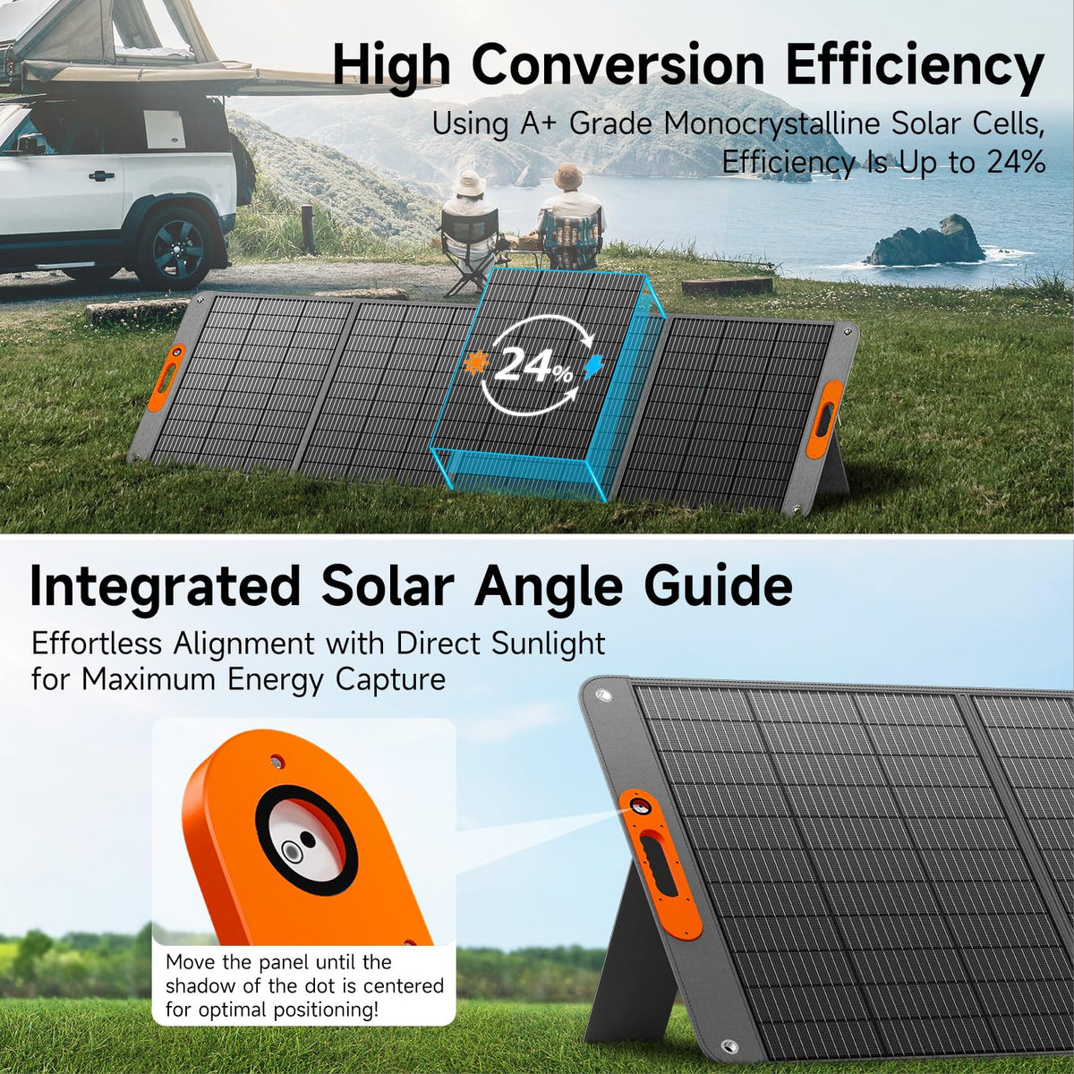 TWELSEAVAN 400W open panel setup catching sunlight for charging