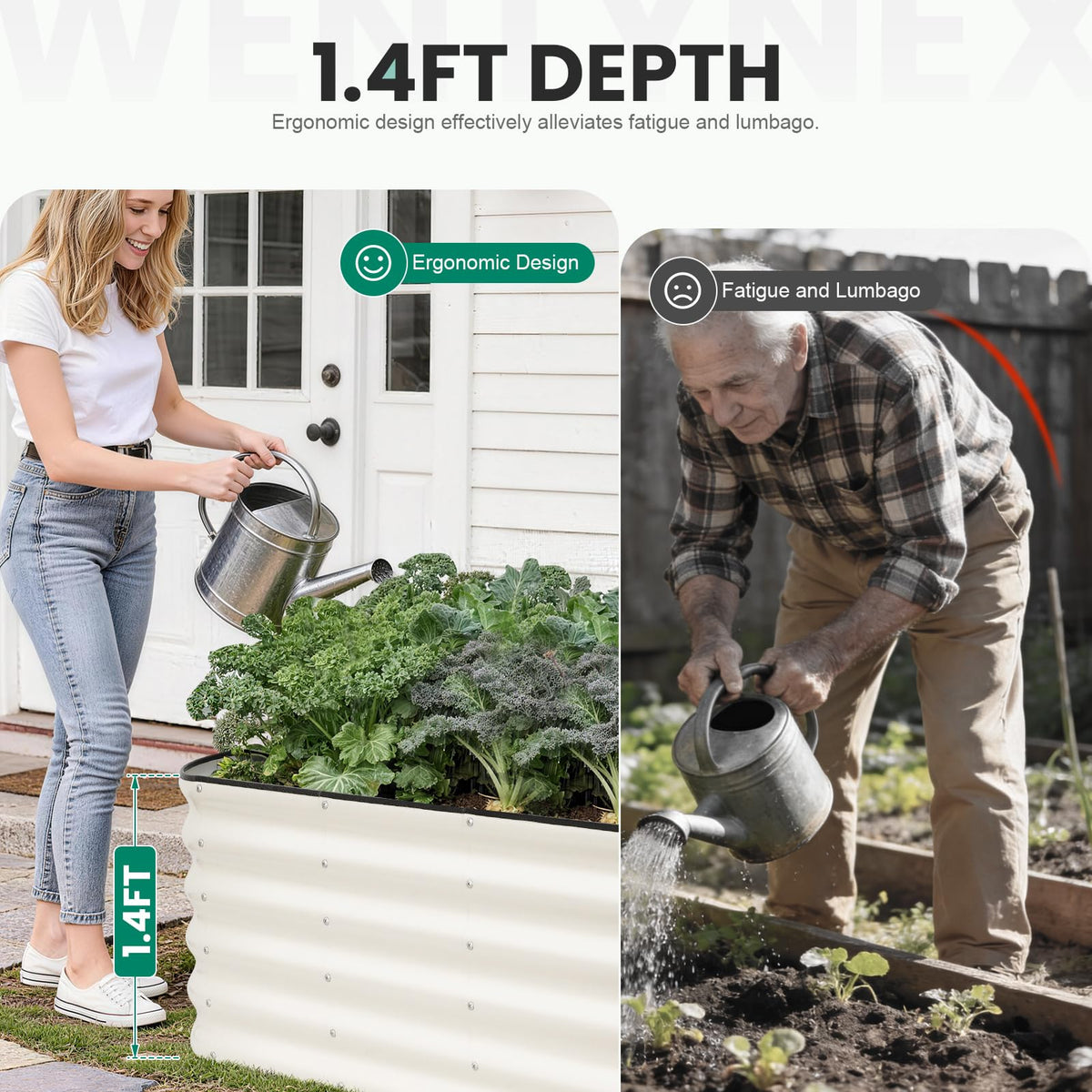 TwentyNext raised bed design promotes easy water management and soil access.