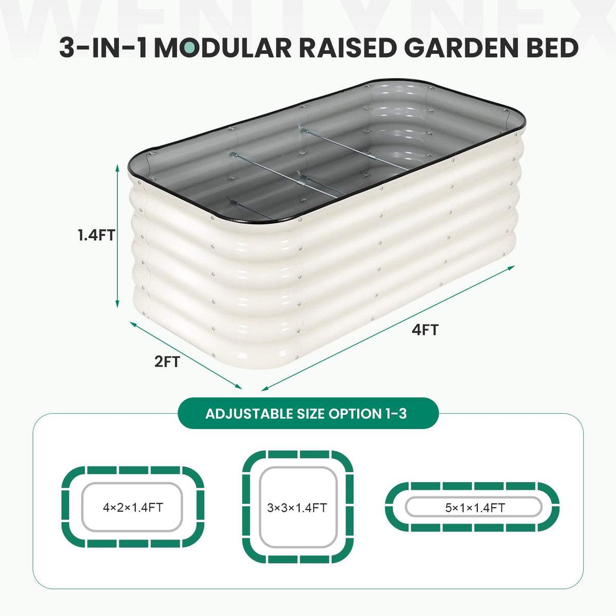 TwentyNext galvanized raised bed in 4x2 layout shows flexible configuration and space optimization.
