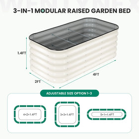 TwentyNext galvanized raised bed in 4x2 layout shows flexible configuration and space optimization.