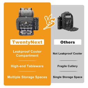 TwentyNext picnic backpack ready for beach, camping, or park outings.