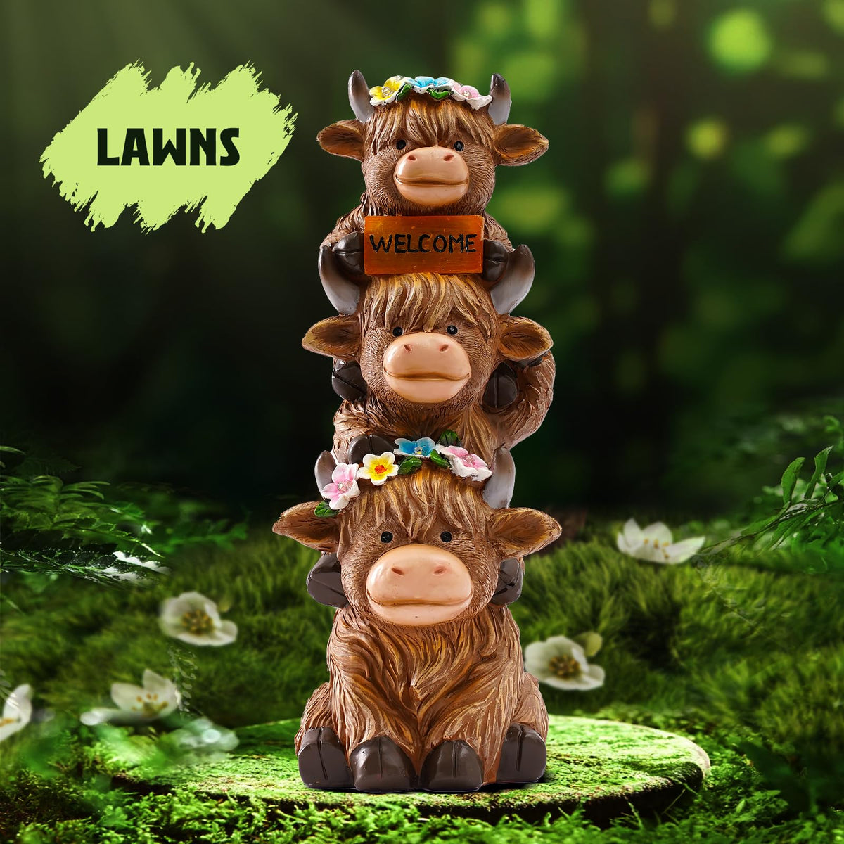 Twinbling solar garden lighted cow provides energy-efficient yard illumination