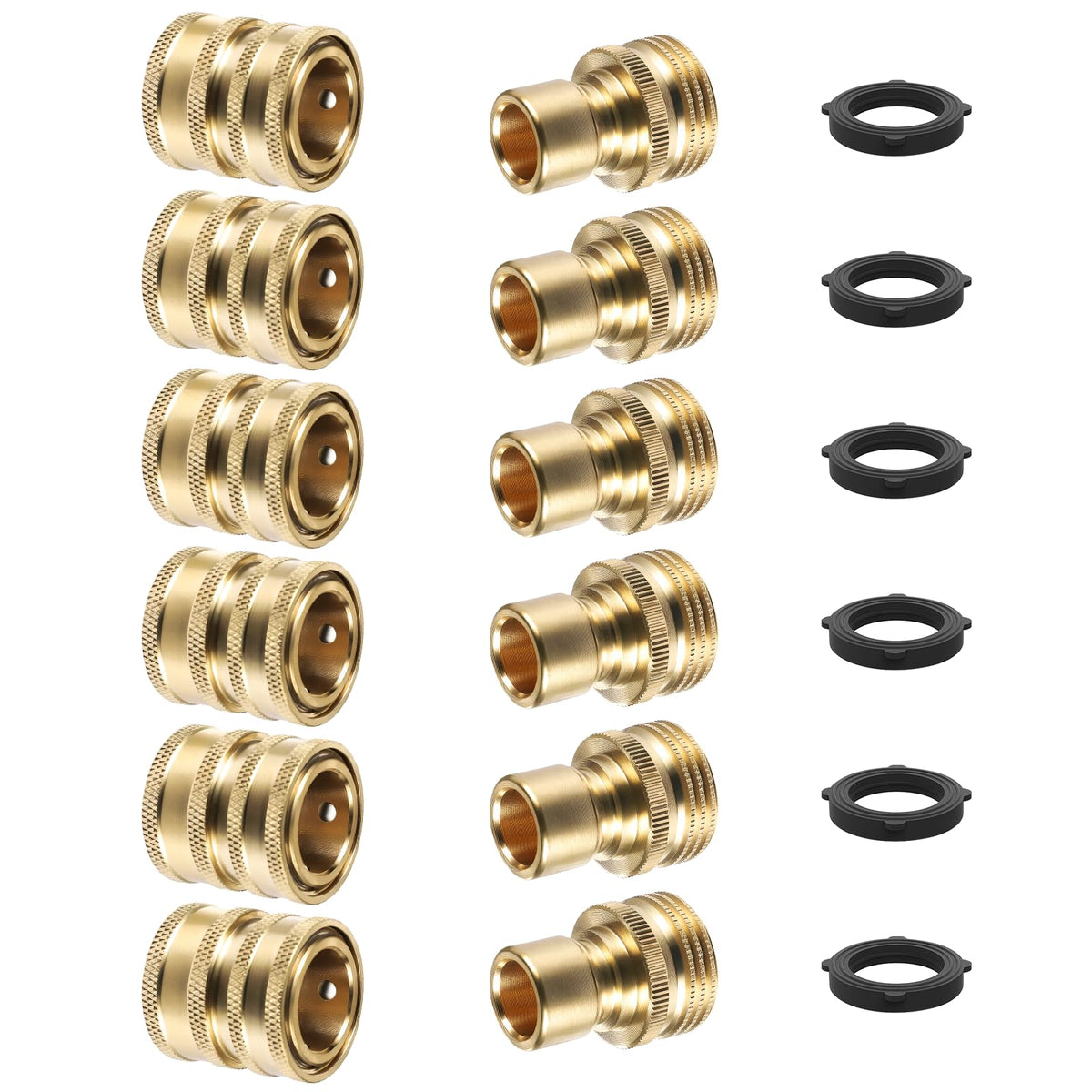 Twinkle Star brass quick-connect 6-sets for easy hose assembly and quick disconnection.