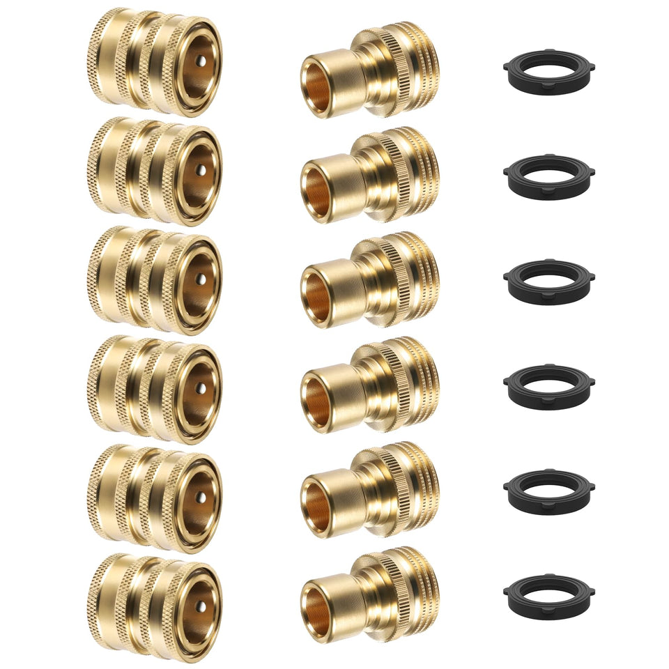 Twinkle Star brass quick-connect 6-sets for easy hose assembly and quick disconnection.