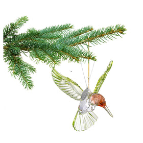Twisted Anchor red-throated hummingbird acrylic ornament brightens any sunlit display.