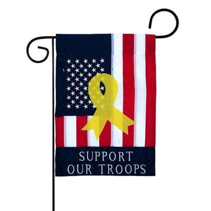 Two Group Support Our Troops garden flag, double-sided readable for outdoor display