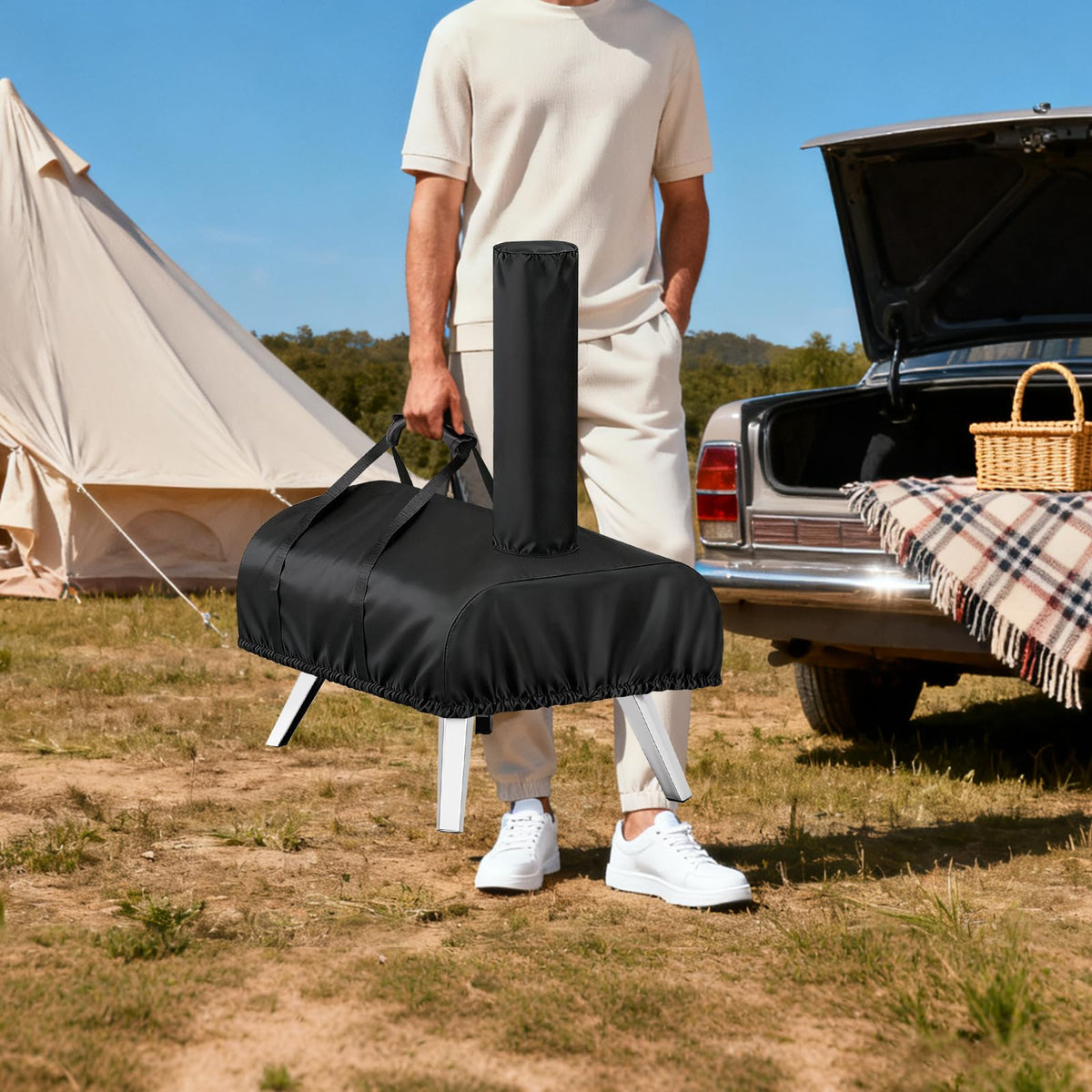 TwoPone easy-clean cover cleans with water and sun-drying after cookouts.