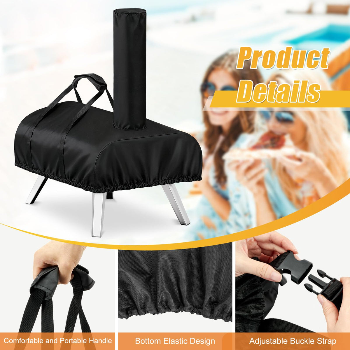 TwoPone cover with waterproof coating keeps oven dry during outings.