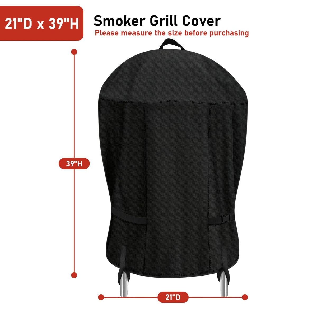 TwoPone round grill cover 39-inch tall fits most round kettles securely