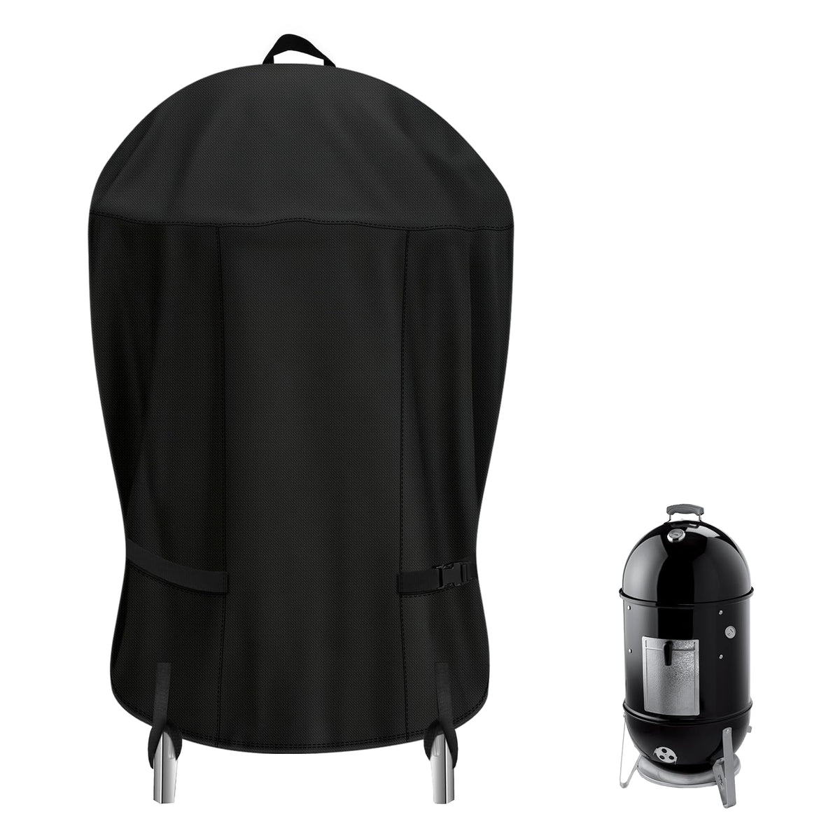 TwoPone smoker grill cover fits Weber 22-inch round, protecting against rain and dust.