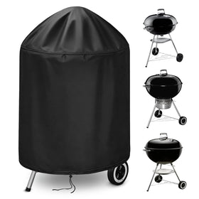 TwoPone Weber charcoal kettle grill cover protects the round grill from rain and dust