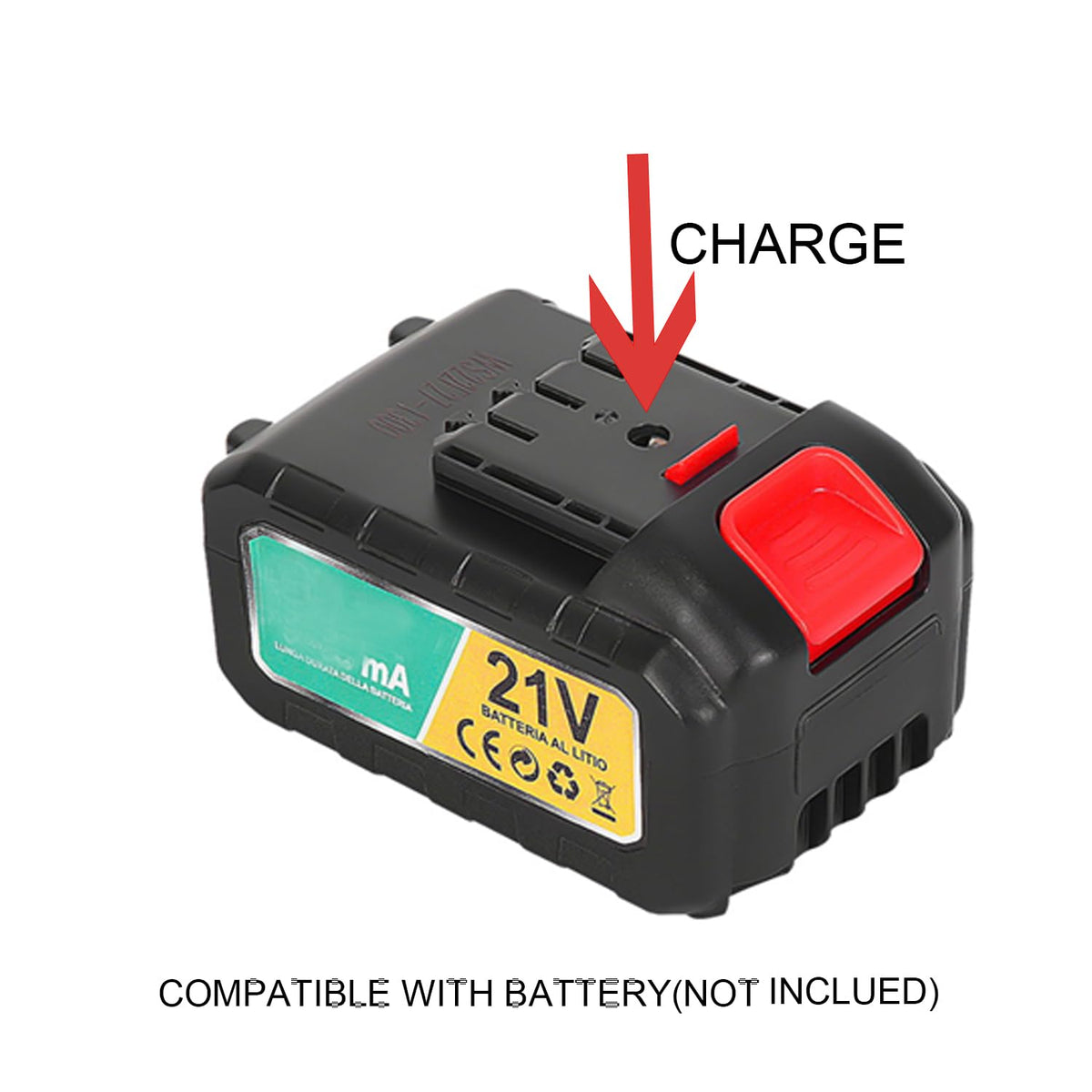 TWRSHE 21V2A charger compact design for indoor storage and easy portability.