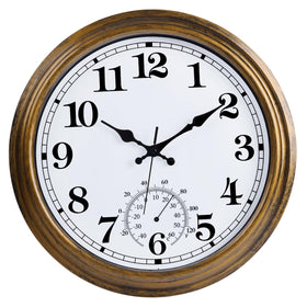 TXIYEAN 16-Inch outdoor clock bronze front view for durable patio decor.