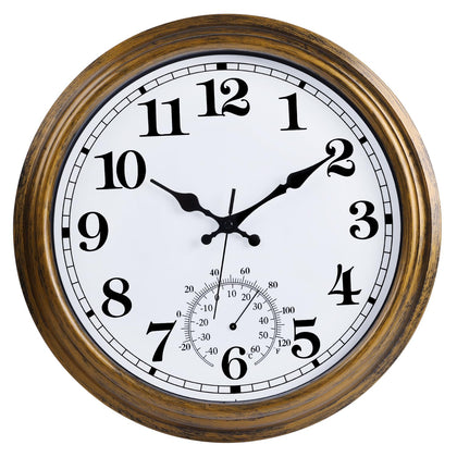 TXIYEAN 16-Inch outdoor clock bronze front view for durable patio decor.