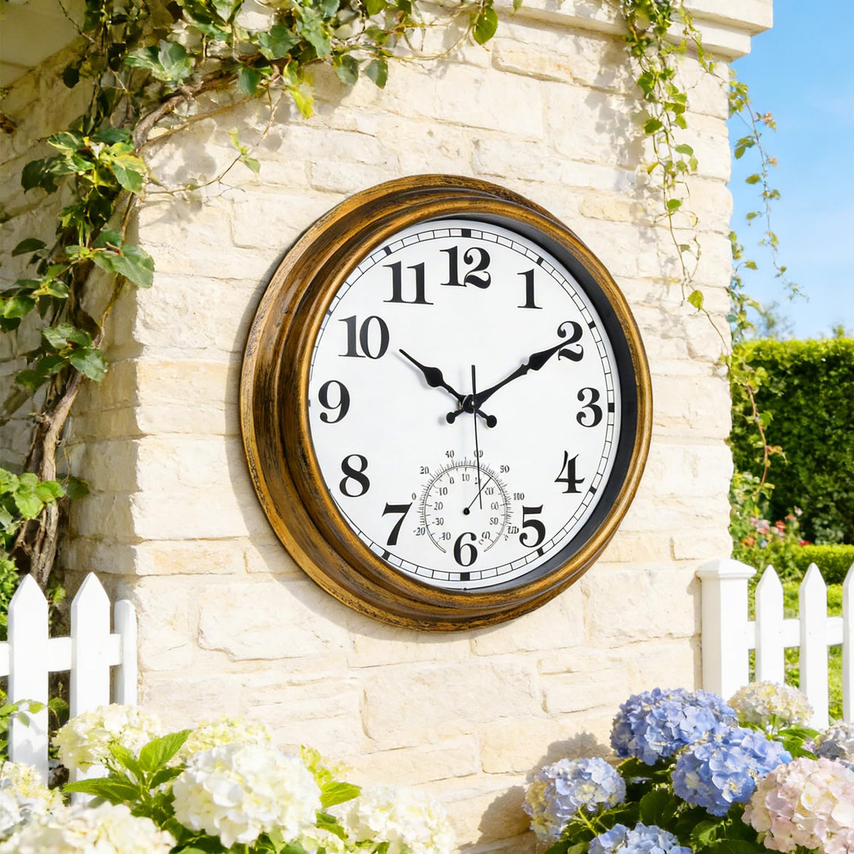 TXIYEAN outdoor clock thermometer feature shows quick outdoor readings.