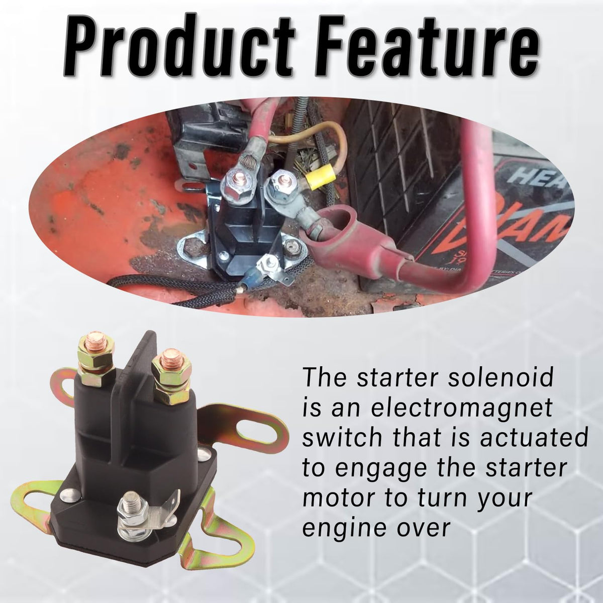 TXRXIZ 12V starter solenoid for MZ mower promotes quick engagement.