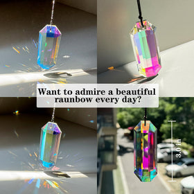 TXXNSM crystal sun catcher ball in backyard with shifting prisms and glow