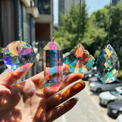 TXXNSM crystal sun catcher ball on window creating vivid rainbow display