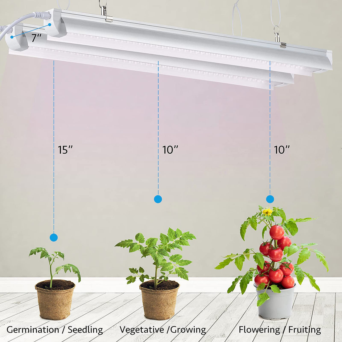 TYAGMAM Grow Light 2ft setup under a shelf in a compact grow tent